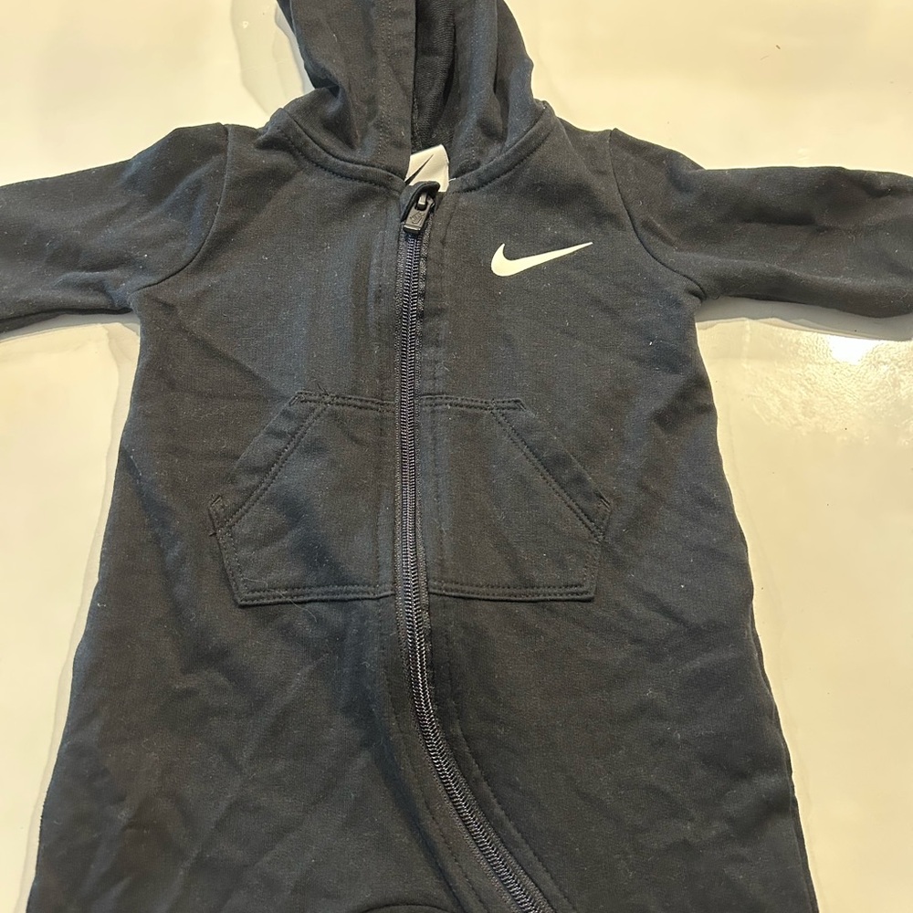 Nike Charcoal Hooded Baby Jumpsuit
